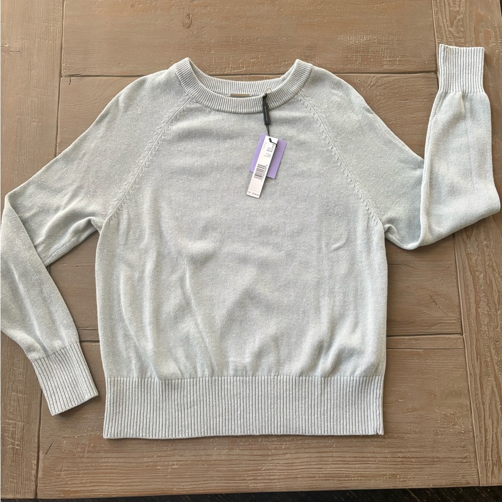 Elie Tahari Light Blue Gray Crew Neck Sweater